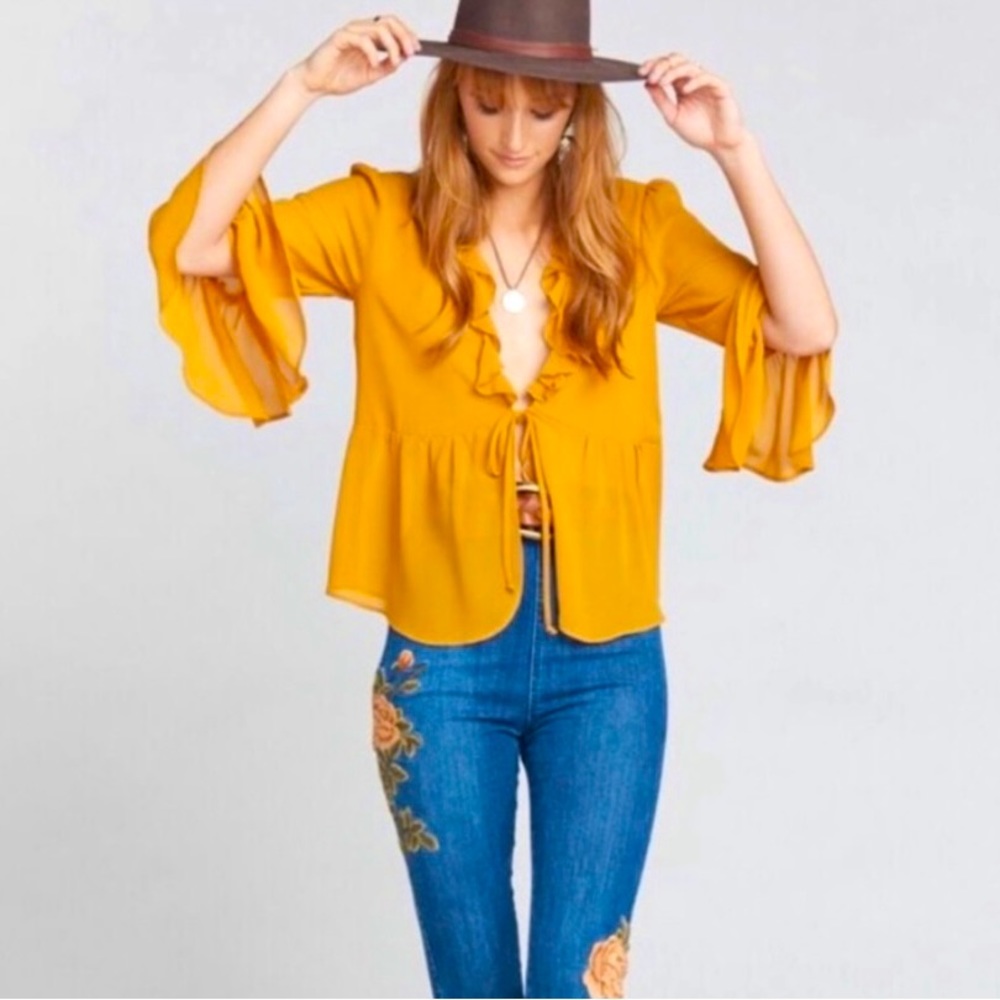 Show me your mumu mustard yellow Hayley top
